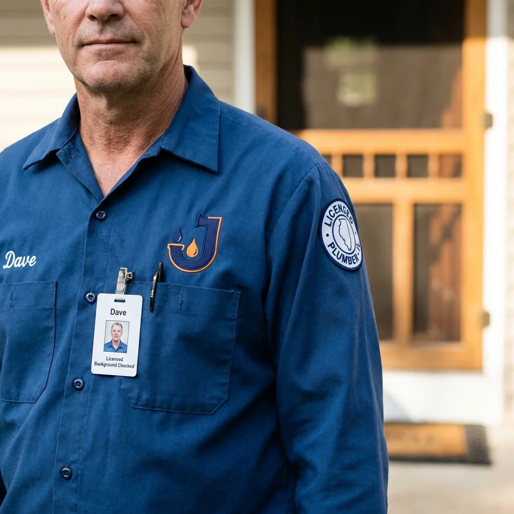 Licensed plumber showing ID badge in Bull Shoals, AR