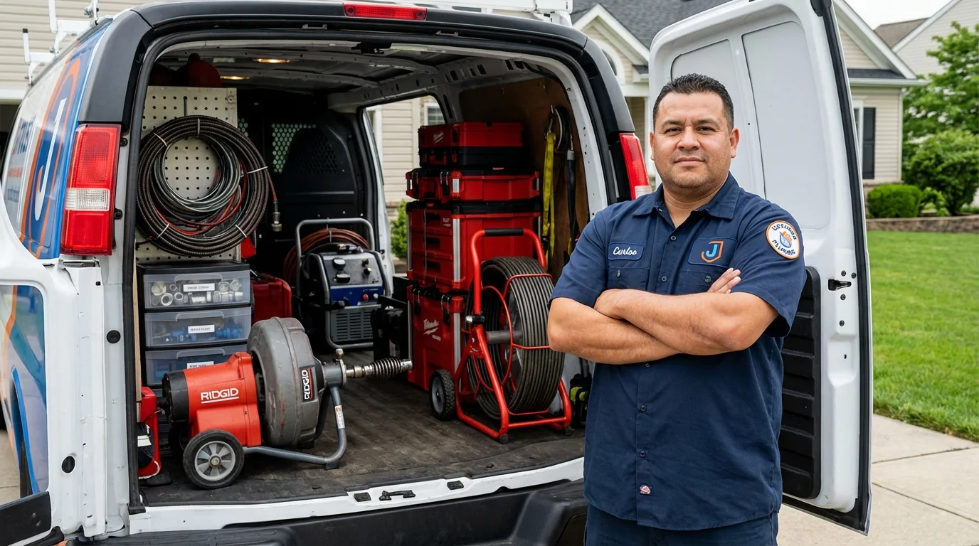 Professional drain cleaning equipment and Johns Plumbing LLC plumber in Bull Shoals